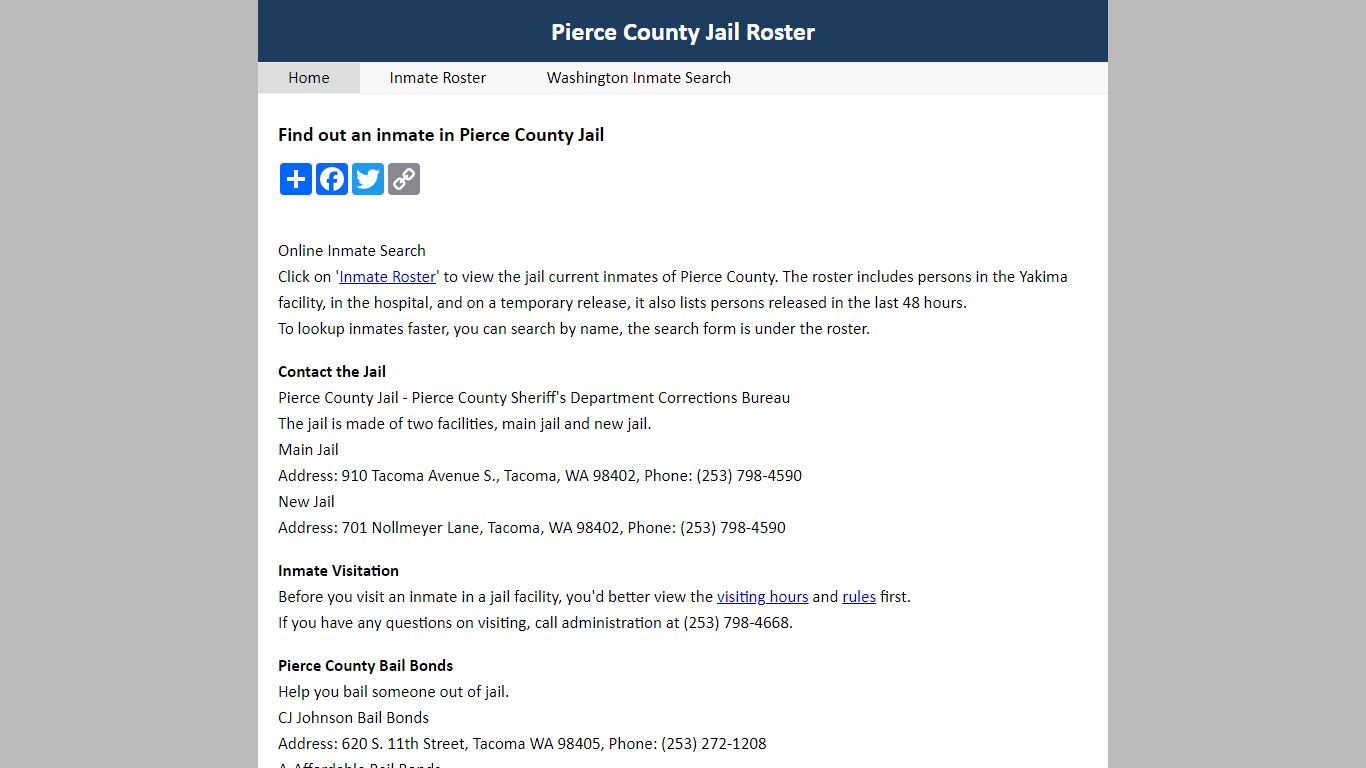 Pierce County Jail Roster